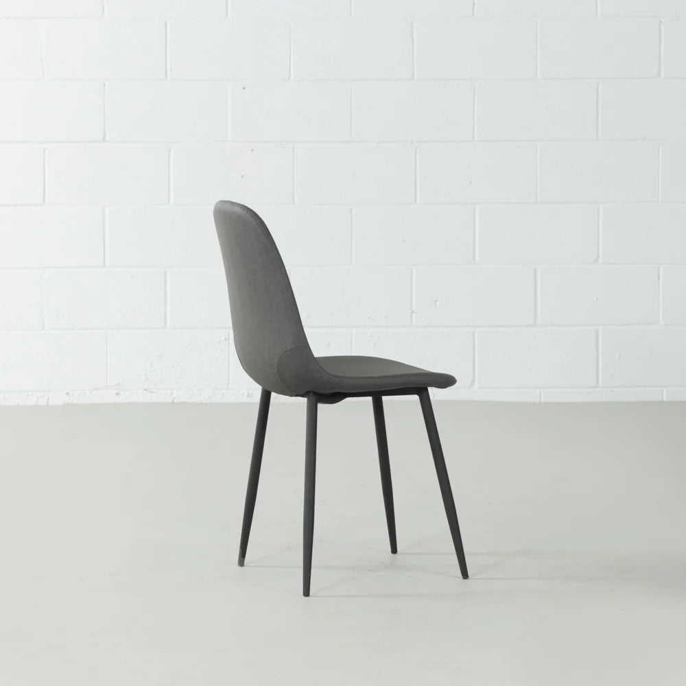 MILAN - Dark Grey Leather Dining Chair